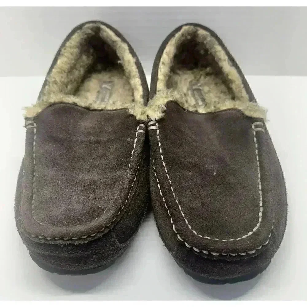 American Eagle Brown Suede Leather‎ Slip on Moc Hard Bottom Slipper Men's 8